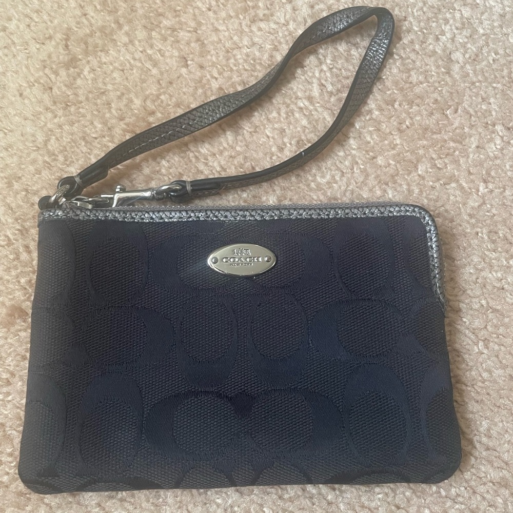 Coach black Wristlet with Silver Accents